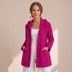 Damen-Cardigan mit Kapuze, Knopfleiste und lockerer Passform