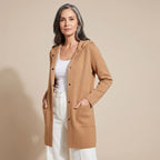 Damen-Cardigan mit Kapuze, Knopfleiste und lockerer Passform