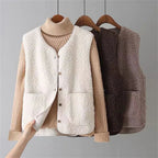 Women's Teddy Fleece Gilet with Patch Pockets – Sleeveless Popper Front Borg Waistcoat
