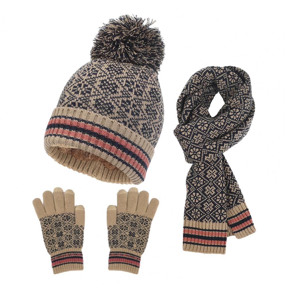 3-teiliges, warmes Winterset aus Strick für Damen